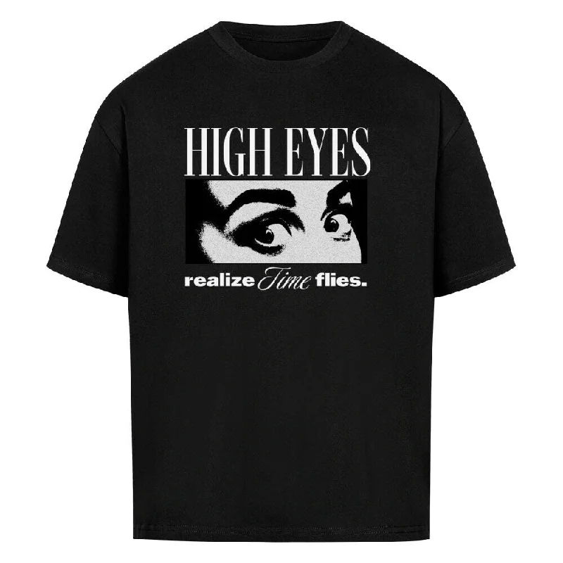 "High eyes realize Time flies" Oversized Techno Shirt (Doubleprint)-- Real Fur Shearling Chenille