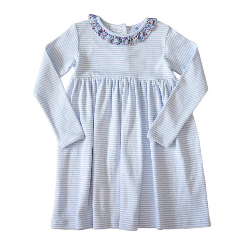 Lauren Girls Dress in Light Blue Stripe Tunics Vintage classic