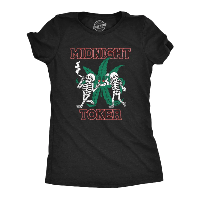 Midnight Toker Women's T Shirt-- Solid Color Striped Floral