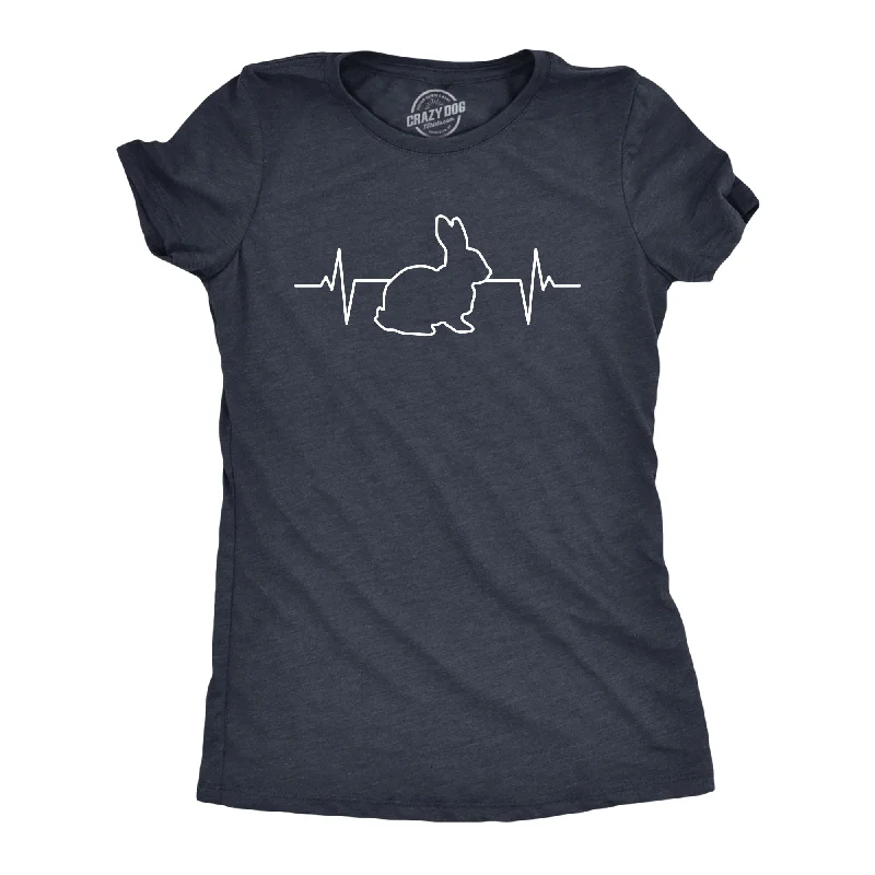 Rabbit Heart Beat Women's T Shirt-- Solid Print Embellished