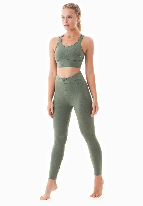 Leila Organic Cotton Leggings Olive Trendy Ombre Effect Leggings