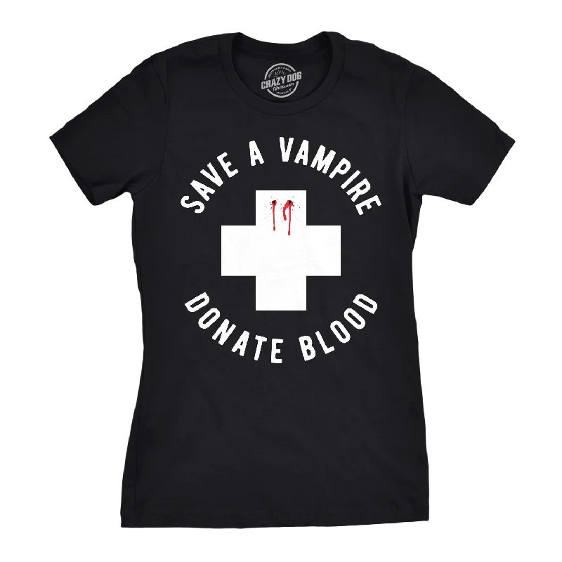 Save A Vampire Donate Blood Women's T Shirt-- Beaded Sequined Faux Fur