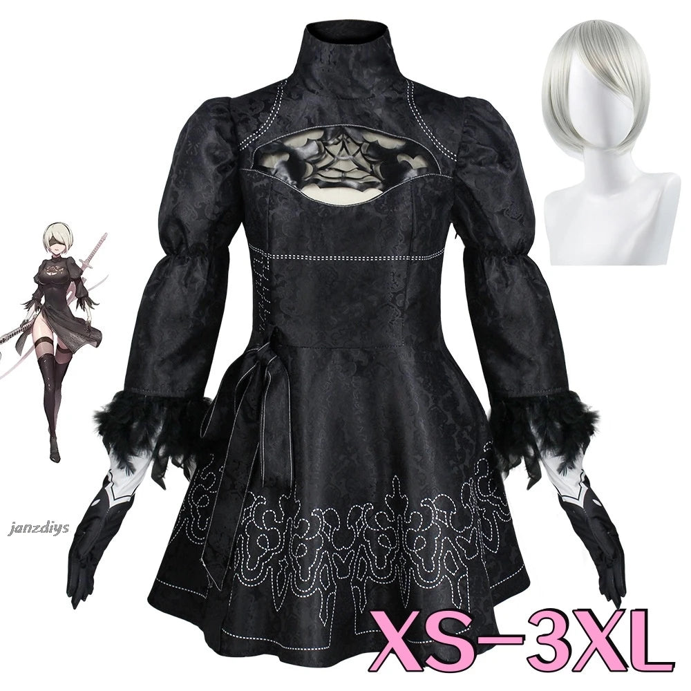 XS-3XL Nier Automata Cosplay Costume Yorha 2B sexy Outfit Games Suit Women Role Play Costumes Girls Halloween Party Fancy Dress Pencil Office Professional