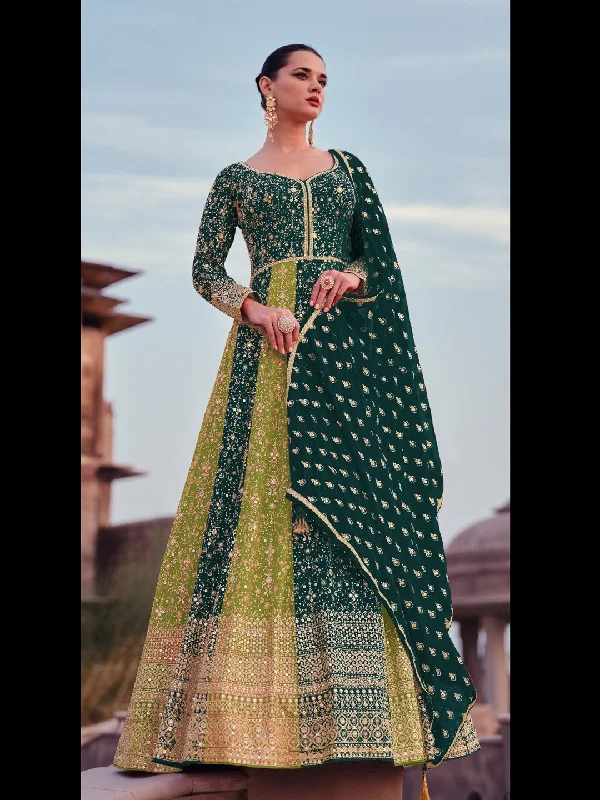 Multi Traditional Party Wear Anarkali Dress With Embroidery Work Tunics Sophisticated sleek