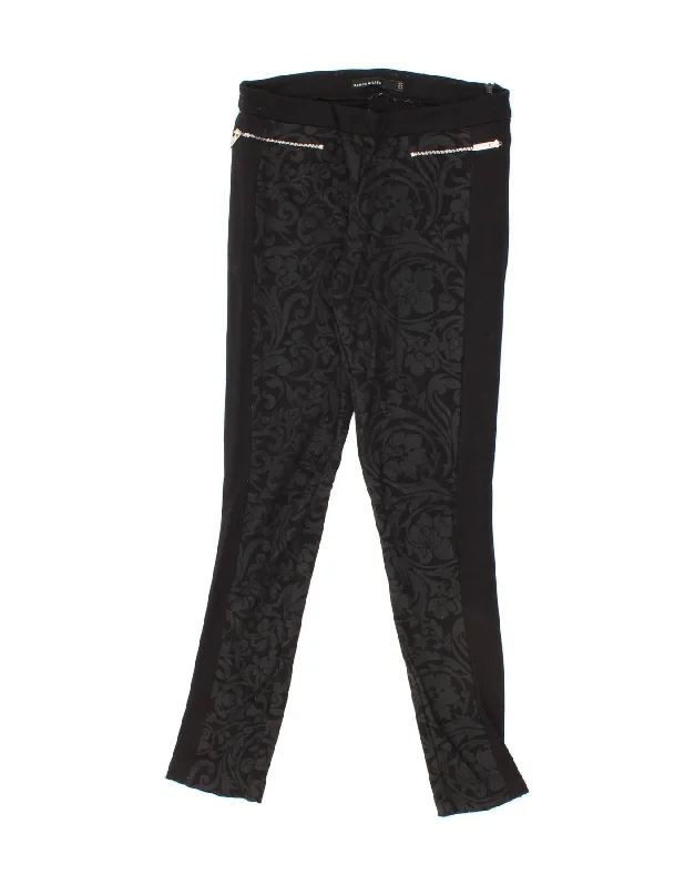 KAREN MILLEN Womens Leggings UK 10 Small    Black Paisley Elegant Casual Fit Leggings