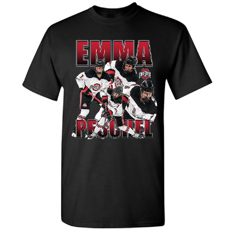 Ohio State - NCAA Women's Ice Hockey : Emma Peschel - T-Shirt-- Notch Collar Peter Pan Collar Cowl Neck