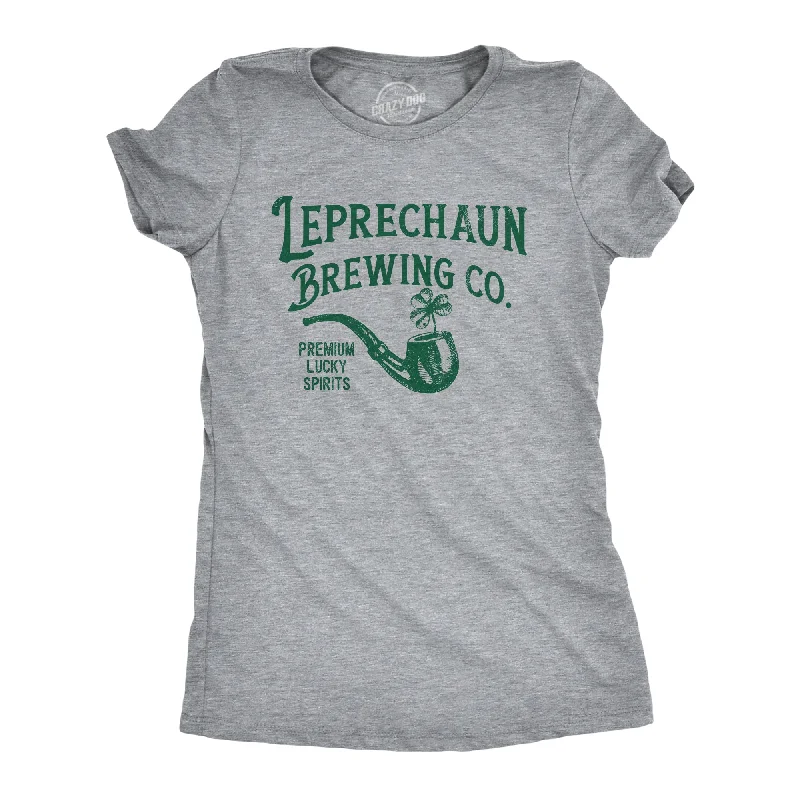 Leprechaun Brewing Co Women's T Shirt-- Ribbed T-Shirt High Neck Heavyweight