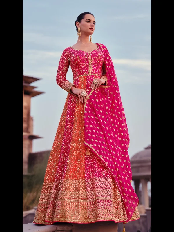 Multi Traditional Party Wear Anarkali Dress With Embroidery Work Tunics Essential wardrobe