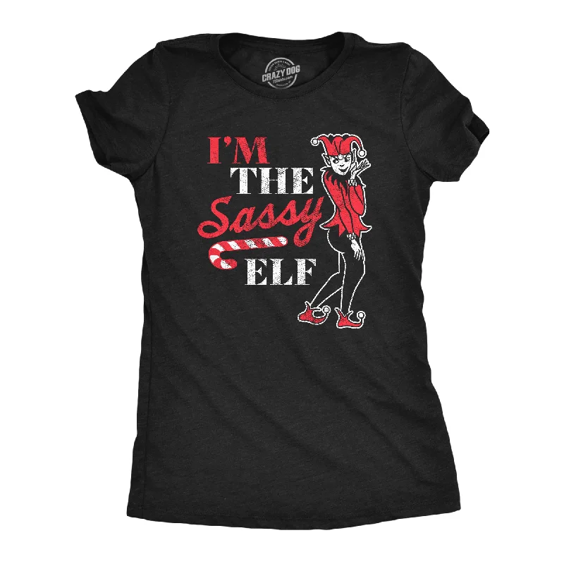 Im The Sassy Elf Women's T Shirt-- Ribbed T-Shirt High Neck Heavyweight