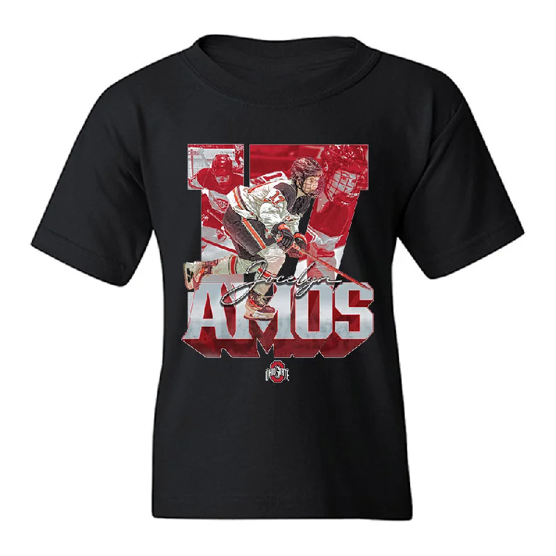 Ohio State - NCAA Women's Ice Hockey : Jocelyn Amos - Player Collage Youth T-Shirt-- Elasticated Padded Insulated