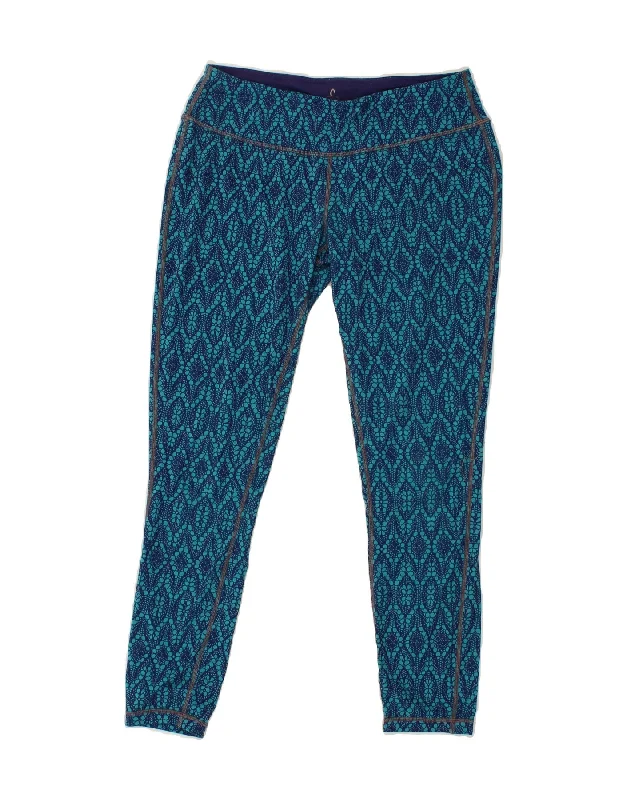 PRANA Womens Leggings UK 12 Medium Blue Paisley Cozy Mid-Rise Workout Leggings