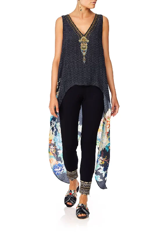 LEGGINGS WITH CONTRAST CUFF AND ZIP MIDNIGHT MOONCHILD Trendy Patterned Leggings