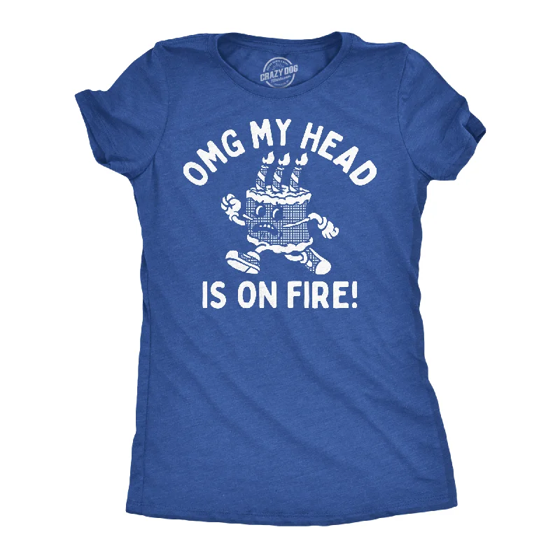 OMG My Head Is On Fire Women's T Shirt-- Hooded Caped Shawl Collar