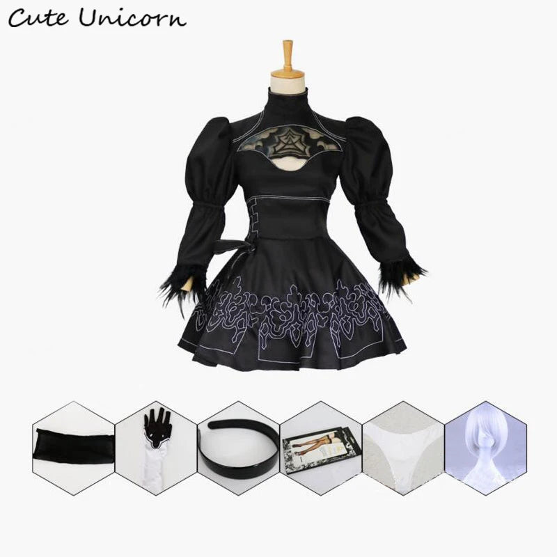 Nier Automata Cosplay Costume Yorha 2B sexy Outfit Games Suit Women Role Play Costumes Girls Halloween Party Fancy Dress Turtleneck Warm Winter