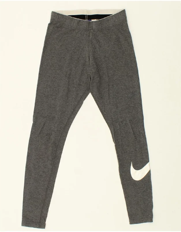 NIKE Womens Graphic Leggings UK 8 Small  Grey Cotton Cozy Oversized Leggings