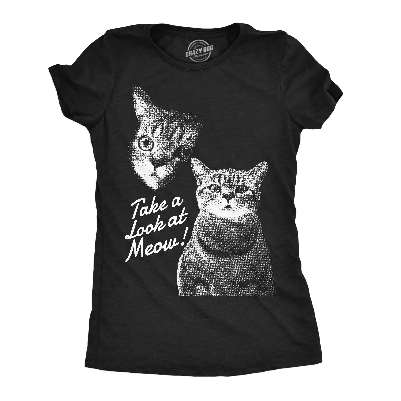 Take A Loot At Meow Women's T Shirt-- Striped Floral Plaid