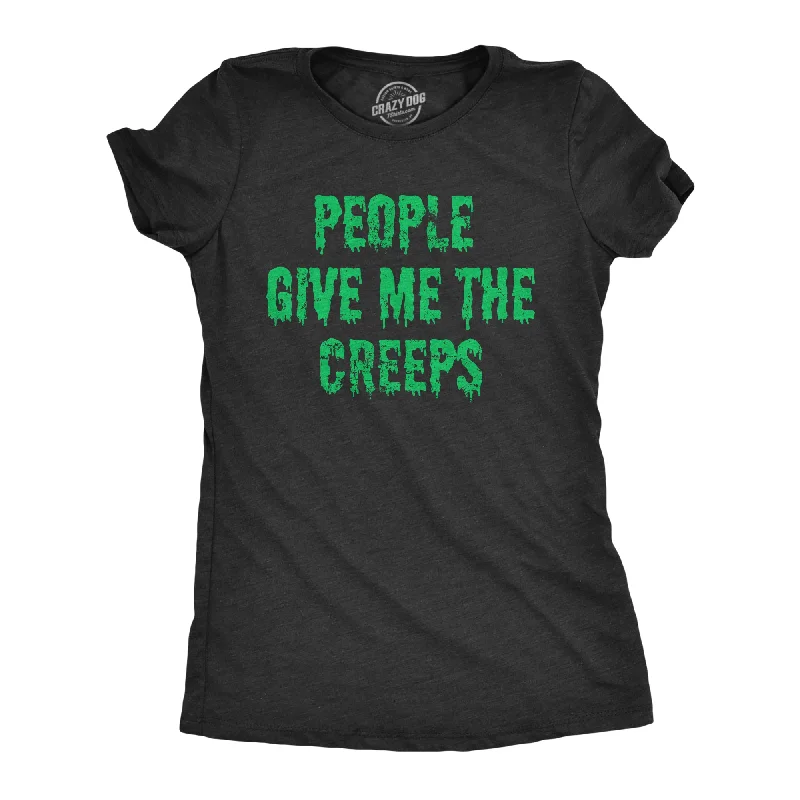 People Give Me The Creeps Women's T Shirt-- Striped Floral Plaid