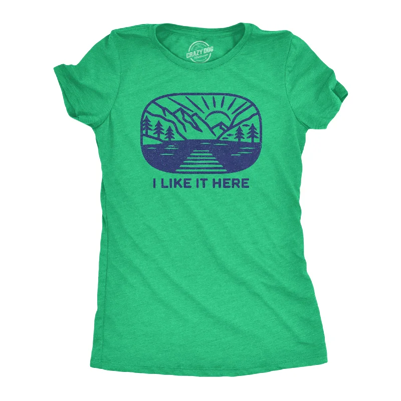 I Like It Here Women's T Shirt-- Houndstooth Herringbone Solid