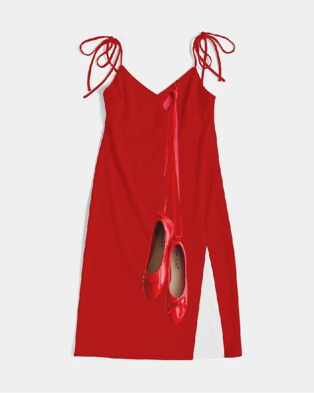 DOLLY RED BALLERINAS RED Women's Tie Strap Split Dress red Tunics Trousers formal