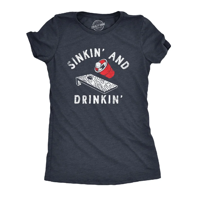 Sinkin And Drinkin Beer Women's T Shirt-- Welt Pockets Slit Pockets Flap Pockets