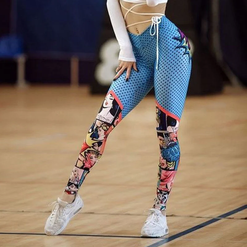 Digital Print High Waist Cartoon Workout Leggings Stylish Compression Fit Leggings