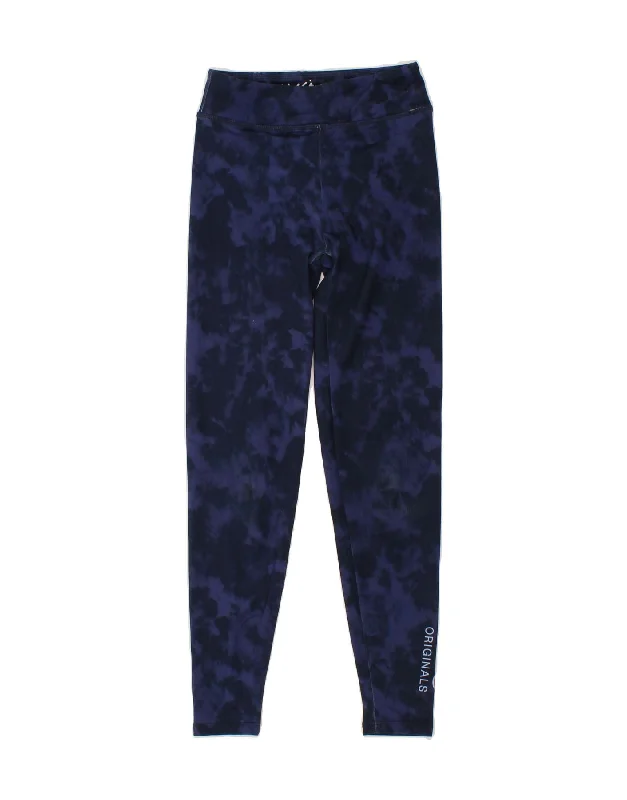 MOSSIMO Womens Graphic Leggings US 8 Medium Navy Blue Tie Dye Cozy Yoga Compression Leggings