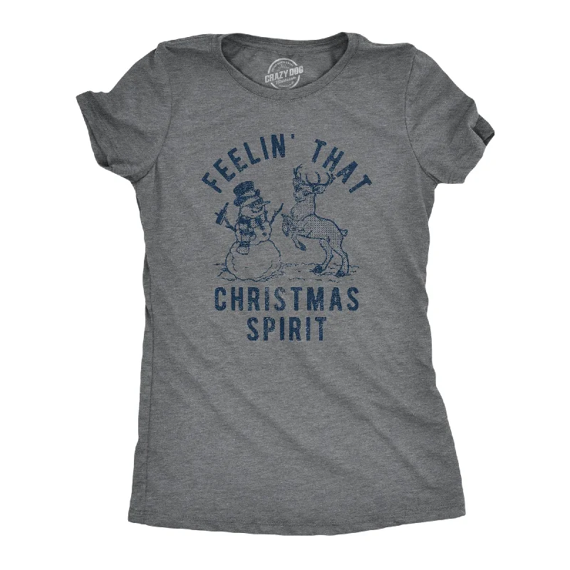 Feelin That Christmas Spirit Women's T Shirt-- Collared Crew Neck Turtle Neck