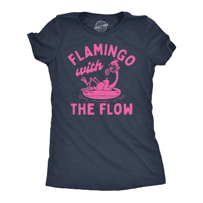 Flamingo With The Flow Women's T Shirt-- Cotton Fabric Linen Fabric Terry Fabric