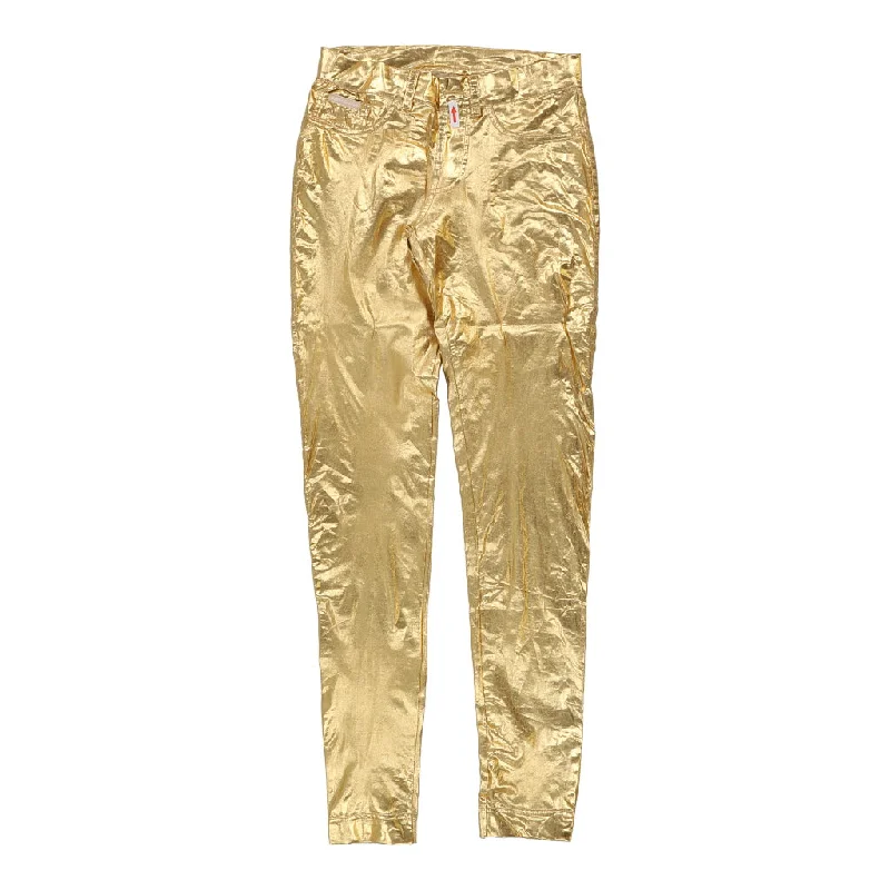 Dolce & Gabbana Leggings - Small Gold Polyester Blend Comfortable Plus Size Leggings