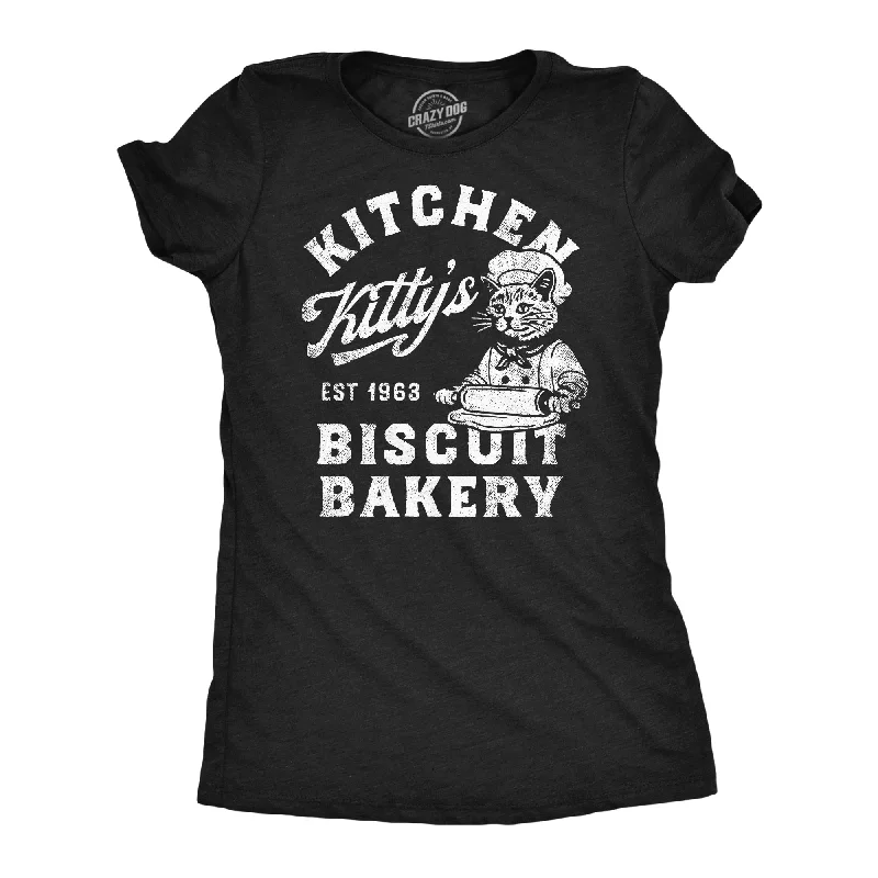 Kitchen Kittys Biscuit Bakery Women's T Shirt-- Thin T-Shirt Open Front Quick Dry