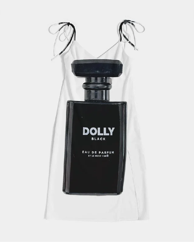 DOLLY BLACK PERFUME BOTTLE Women's Tie Strap Split Dress white Tunics Leisure comfortable