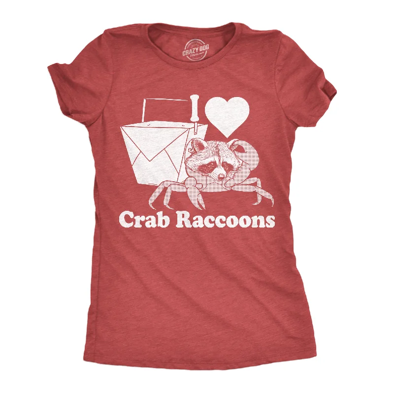 I Heart Crab Raccoons Women's T Shirt-- Mesh Blend Leather Blend Suede Blend