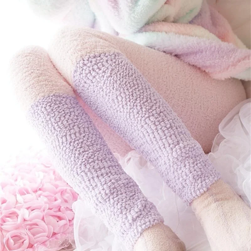 Fuzzy Pastel Long John Leggings Elegant Embellished Leggings