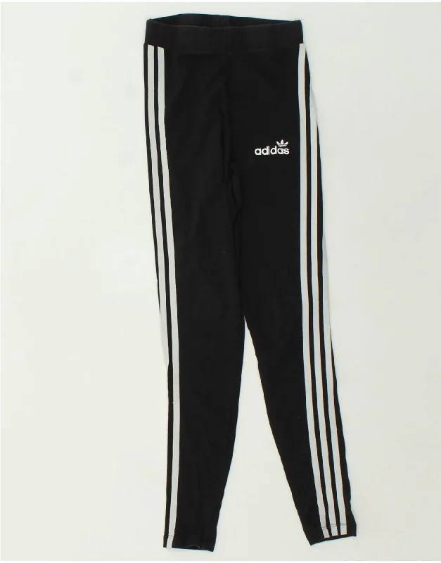 ADIDAS Womens Leggings UK 8 Small Black Cotton Cozy Warmth Leggings