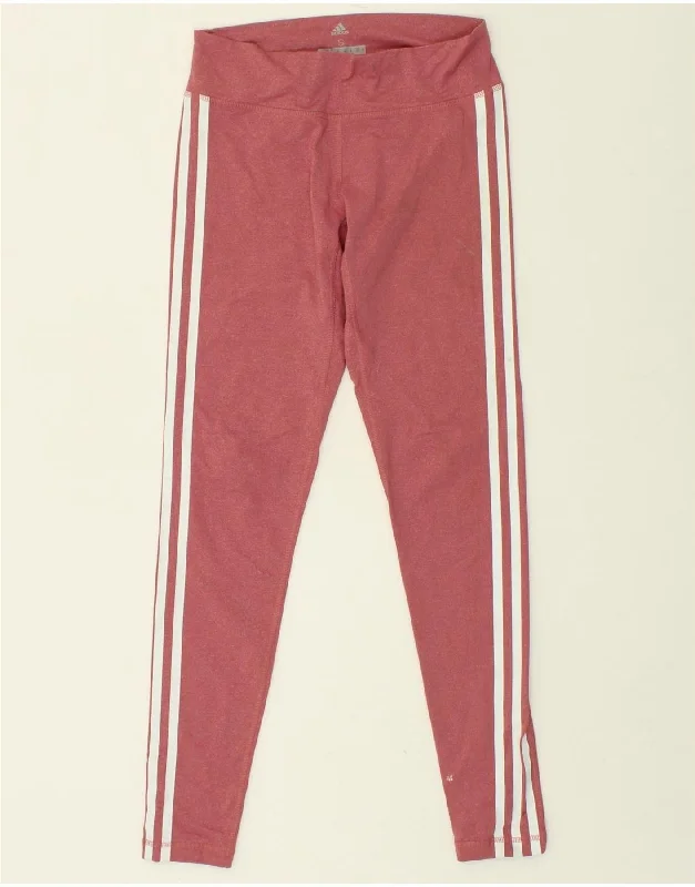 ADIDAS Womens Leggings UK 8/10 Small Pink Casual Slim-Fit Leggings