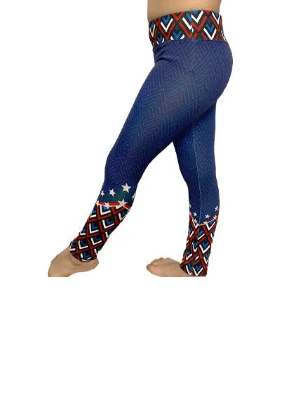 Youth Chevron Freedom Leggings Elegant Printed Leggings with Pockets