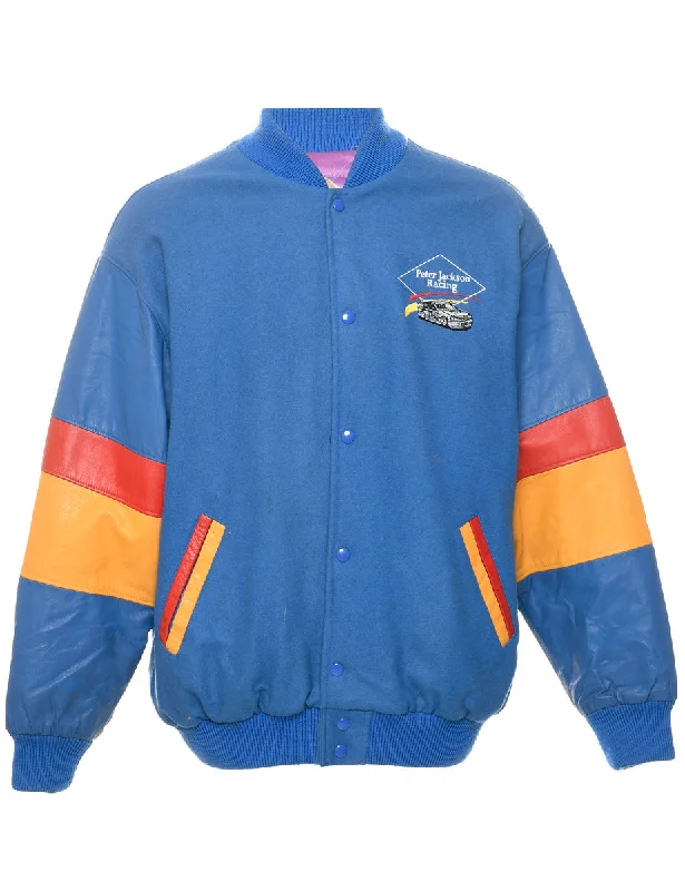 Blue Bomber Jacket - XL Puffy Quilted Bomber