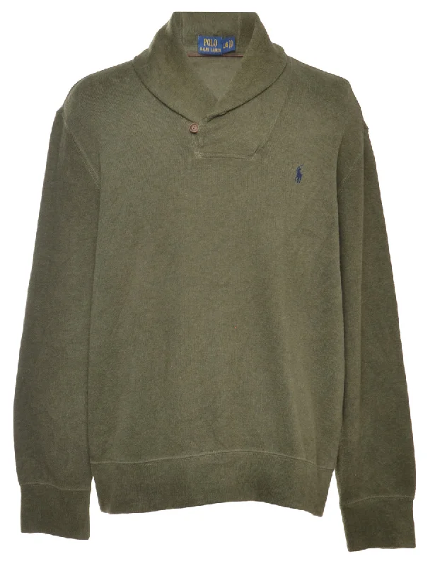 2000s Ralph Lauren Plain Sweatshirt - L Hoodie with Full-Zip Functional Layering