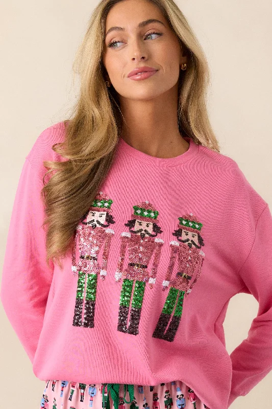 Nutcracker Joy Pink Sweatshirt Hoodie with Longline Fit Extended Stylish