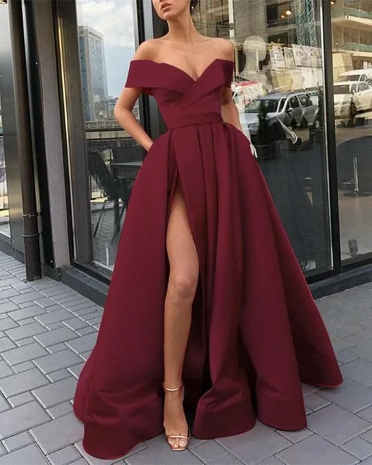 Off The Shoulder Formal Dresses Cheap Prom Dress Party Dress    cg13140 Cowl Neckline Elegant