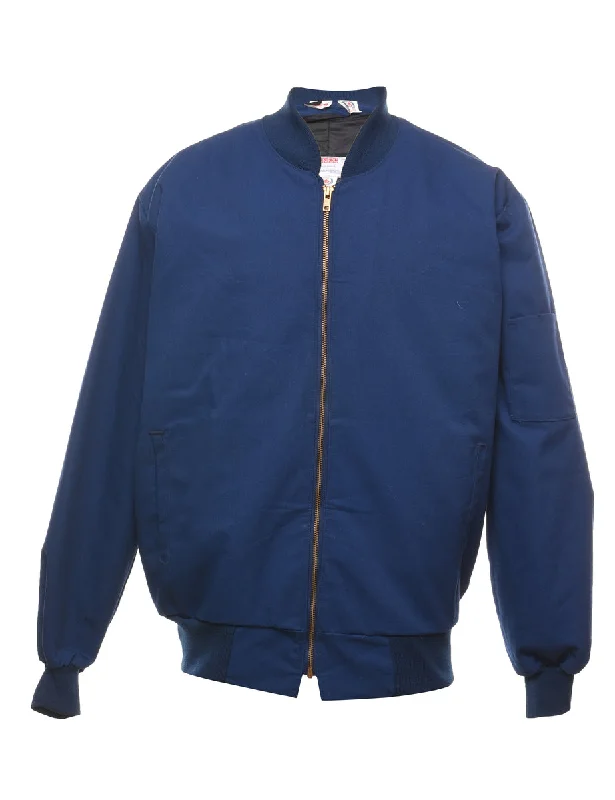 Navy Zip-Front Bomber Jacket - XL Drawstring Hem Bomber