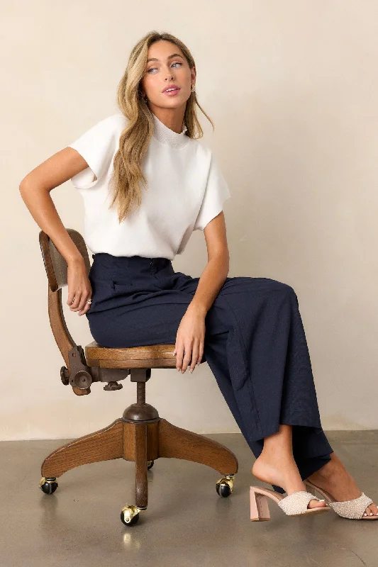 The Truth Is Navy Straight Leg Pants Wide-Legged Palazzos