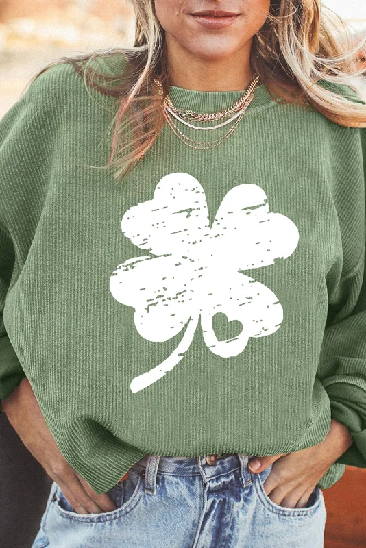 Irish Clover Themed Sweatshirt Hoodie with Patch Decorative Personalized