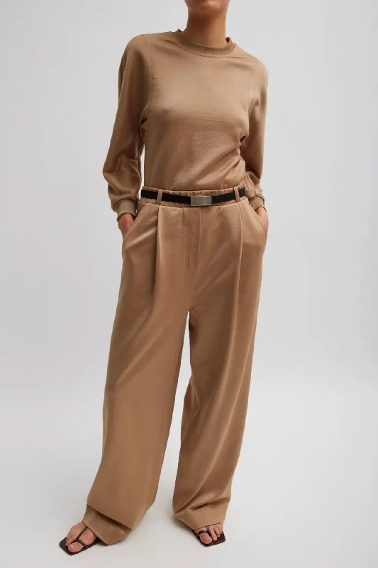 Tibi Silk Terry Pleated Pull On Pant - Granola Comfortable Denim Pants