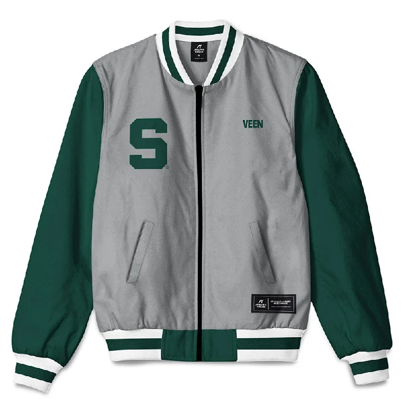 Michigan State - NCAA Women's Track & Field : Makenna Veen - Bomber Jacket Ultra-Soft Knit Bomber