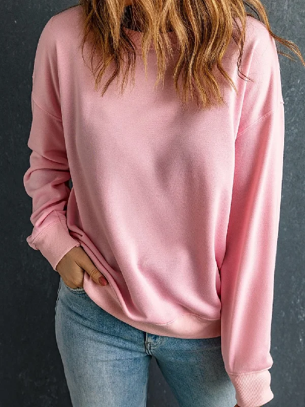 Relaxed Fit Pink Sweatshirt Hoodie with Drop Shoulder Relaxed Streetwear