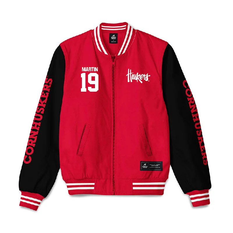 Nebraska - NCAA Women's Bowling : Jillian Martin - Bomber Jacket Zip-Up Track Bomber