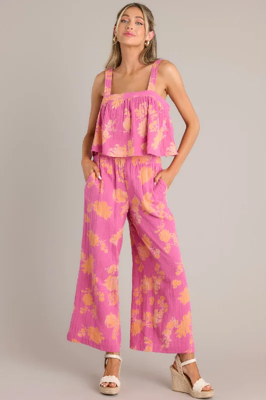 Z-Supply Monte Sunshine Raspberry Sorbet Floral Pants Comfy Athletic Pants