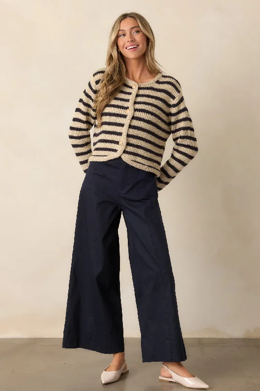 Daylight Glimmer Navy Wide Leg Pants Trendy Velvet Pants