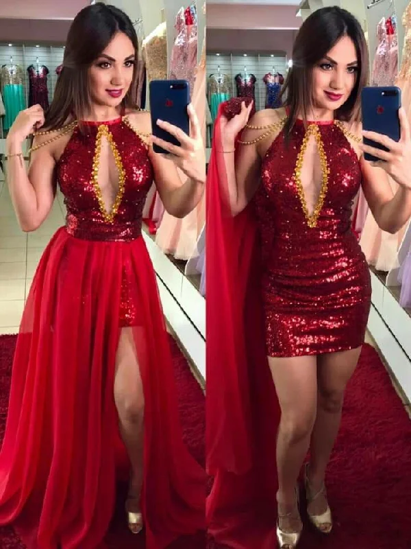 red Prom Dresses Formal Evening Party Dress    cg21197 Sequined Elegant Party